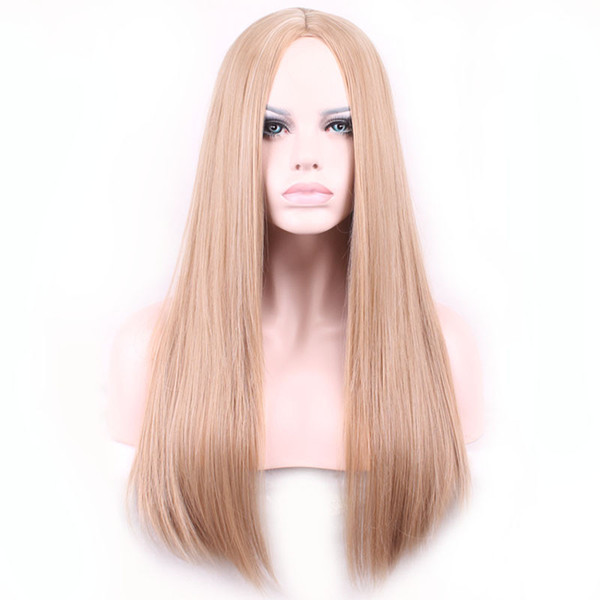 WoodFestival long straight women wig carve blonde synthetic wigs natural cheap hair wigs daliy wear hair