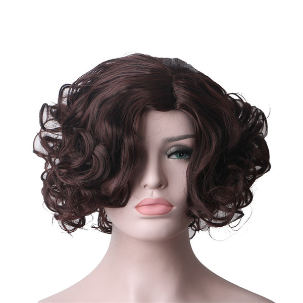 WoodFestival short curly brown wig blonde synthetic wigs for women hairstyle high temperature fiber average size hair