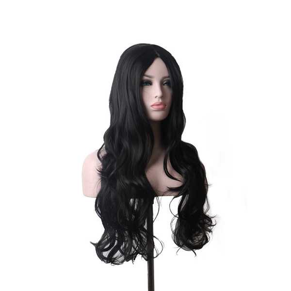 WoodFestival black wigs for women long wave hair wigs curly synthetic ladies heat resistant daily wear