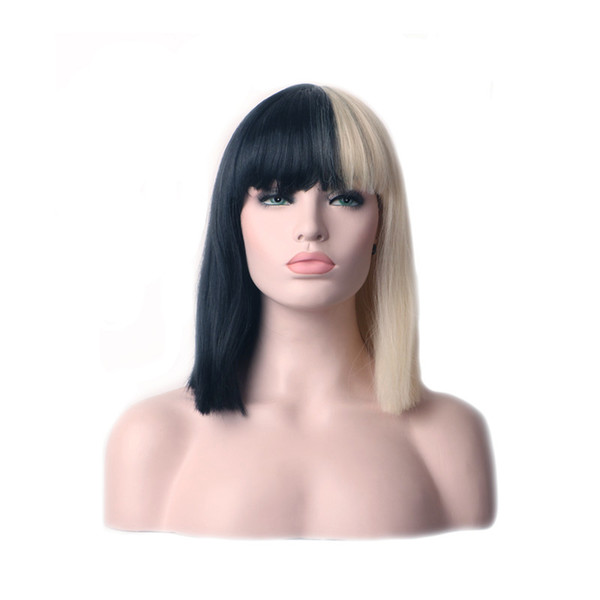 WoodFestival short straight wigs bob synthetic black blonde wig heat resistant synthetic fiber wigs full bangs women cosplay