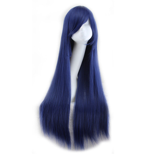 WoodFestival 80cm fiber wigs for women blonde black pink blue yellow navy long straight wig cosplay synthetic hair wigs