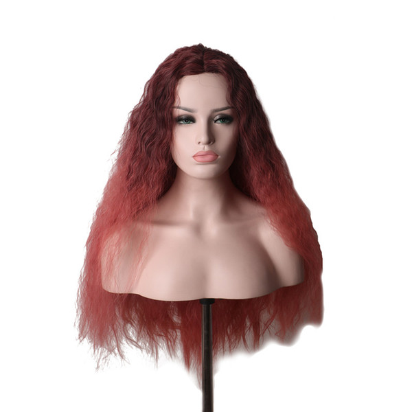 WoodFestival pink wig heat resistant synthetic kinky curly wigs for women African American long wavy wig black Gradient light brown