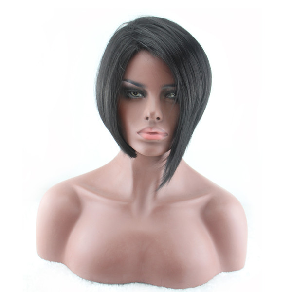 WoodFestival short straight hair synthetic black cosplay bob wig heat resistant wigs for black women peruca