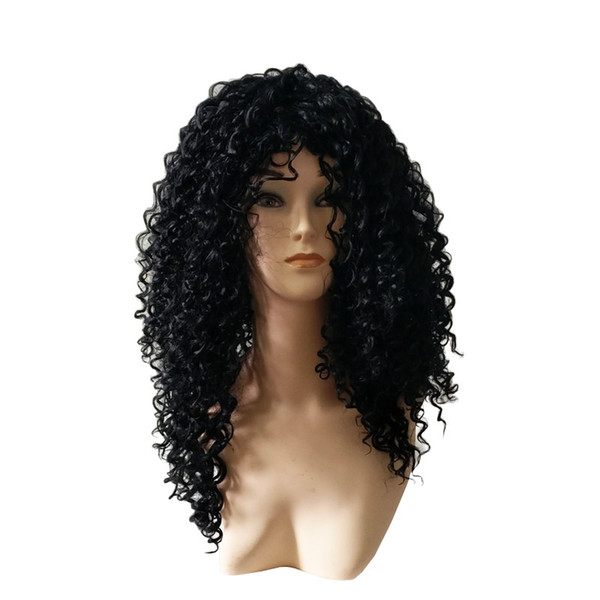 WoodFestival woman kinky curly wig synthetic african american wigs heat resistant black wigs for black women medium length wig afro 50cm