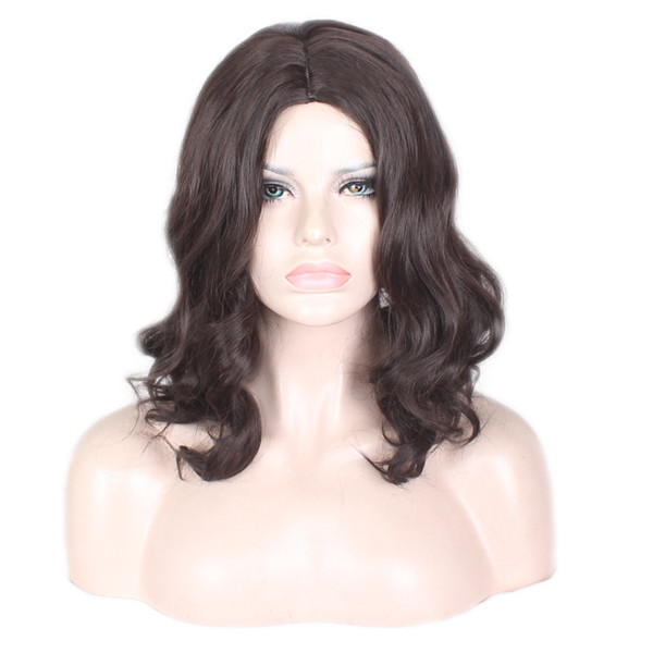 WoodFestival short wavy wig bob dark brown wig cosplay wigs for women heat resistant fiber synthetic hair