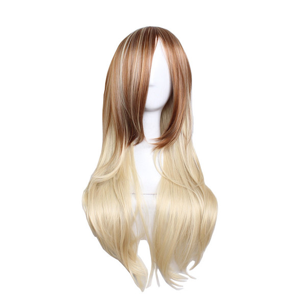 WoodFestival blonde brown mixed color wig long wigs for women hair heat resistant synthetic wigs straight wig 70cm