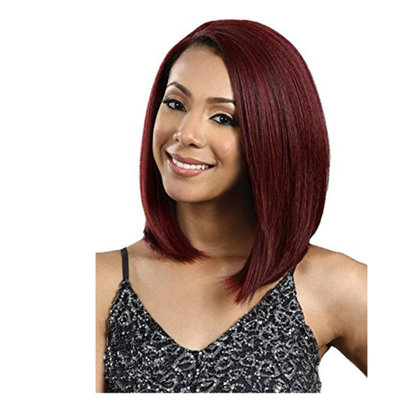 WoodFestival ladies wigs burgundy medium length fiber hair wigs women red wine straight synthetic wigs natural cheap good quality