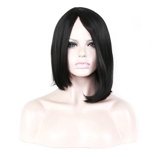 WoodFestival short bobo wigs synthetic hair black wig straight bob wig heat resistant female synthetic wigs for women