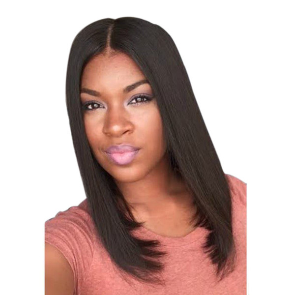 WoodFestival medium length black wig 38cm synthetic wigs for black women good quality straight synthetic hair wigs none bangs fiber wigs