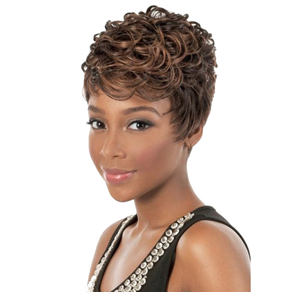 WoodFestival short wigs for black women mix color afro kinky curly wig synthetic fiber hair wigs African American