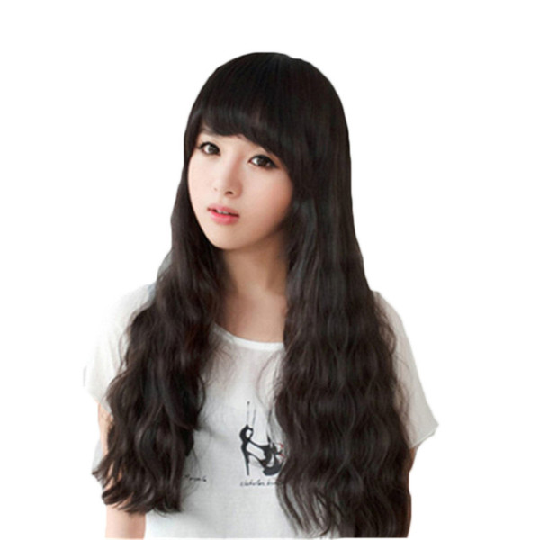 WoodFestival women burgundy wigs with bangs long wavy corn hair wigs natural hair heat resistant fiber synthetic wig pastel fluffy wig cospl