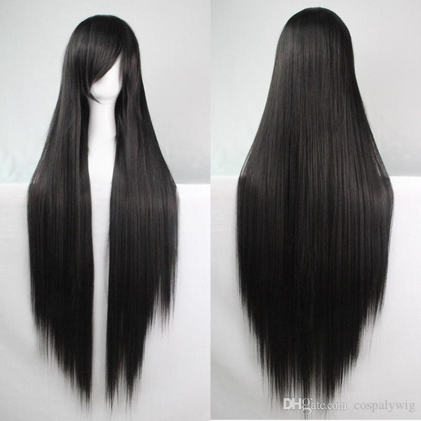 WoodFestival 100 cm harajuku cosplay wig young long straight synthetic hair wigs bangs white black blonde green costume party wigs for women