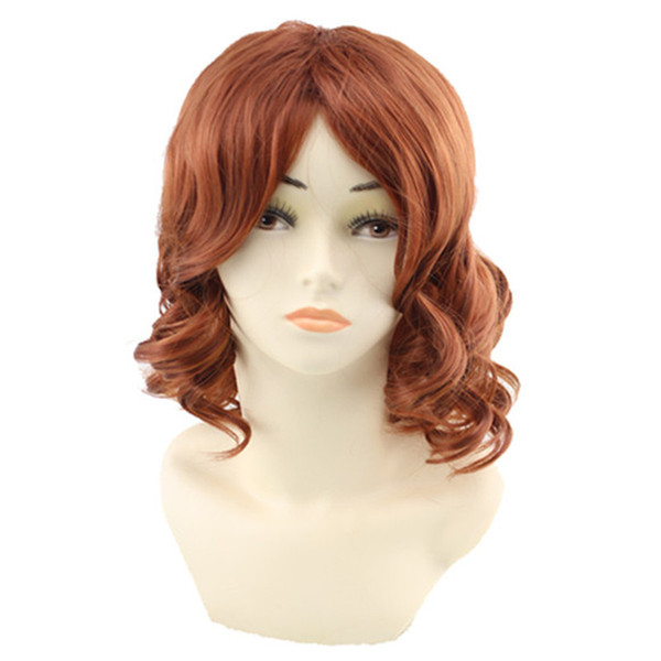 WoodFestival The Avengers costume wig black widow costume cosplay wig short curly synthetic hair wigs avengers orange wigs fiber hair