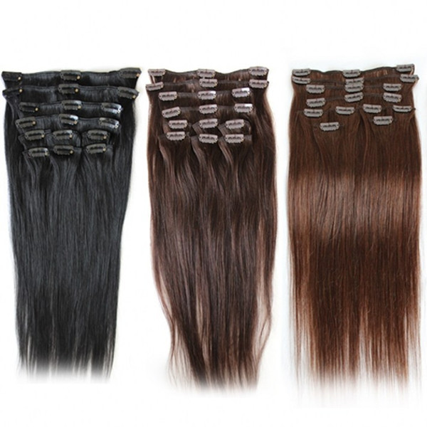 Cheap Brazilian Clip In Human Hair Extensions Staight #1#2#4 120g/set Remy Human Hair 20