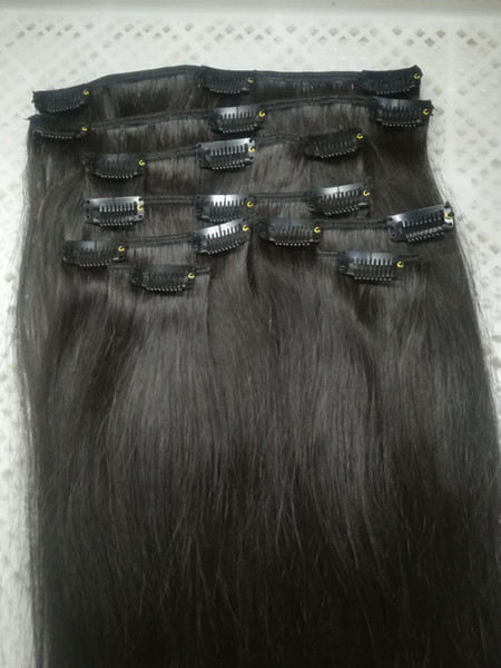 Promotion Price 70g 100g 120g 140g 160g Straight Remy Clip in Human hair extension Black Brown Blonde for color choice 14