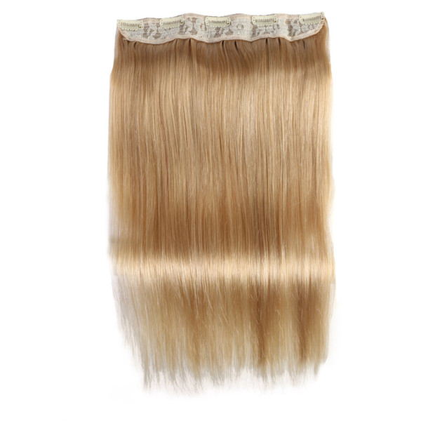 ELIBESS HAIR -Straight Full Head Clip in Machine Made Remy Hair Extensions 100g/pc #27#613#1B#4 Brown Color 5 Clips in 1 piece Human Hair