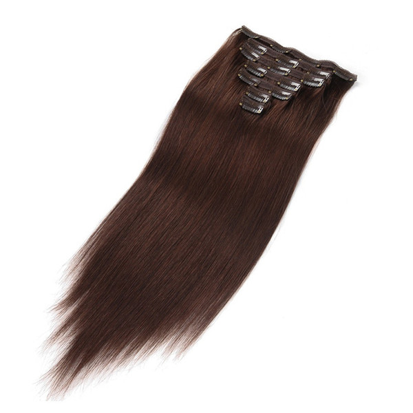 ELIBESS HAR-Silky Straight Hair Double Drawn 7pcs Human Hair Extensions with Clips Full Head Set 100g 120g 150g