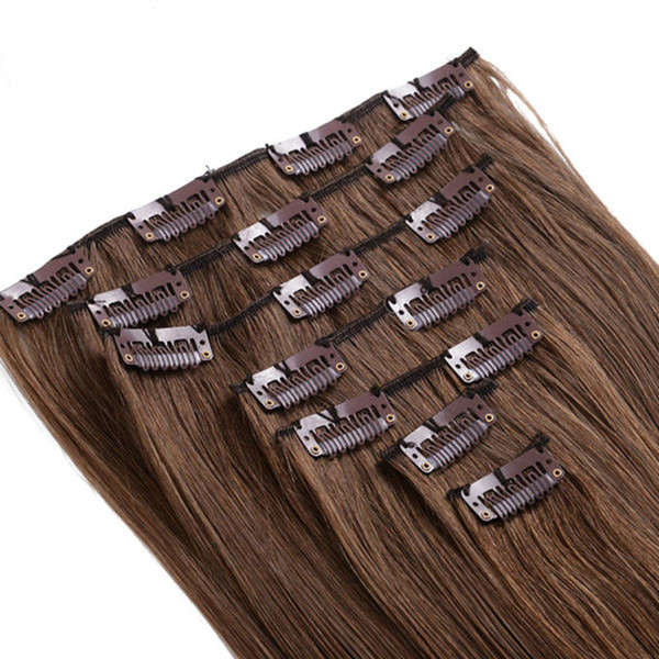 Brazilian Virgin Human Hair Clip In Hair Extensions Straight Unprocessed Clip Ins 12-26 Inches