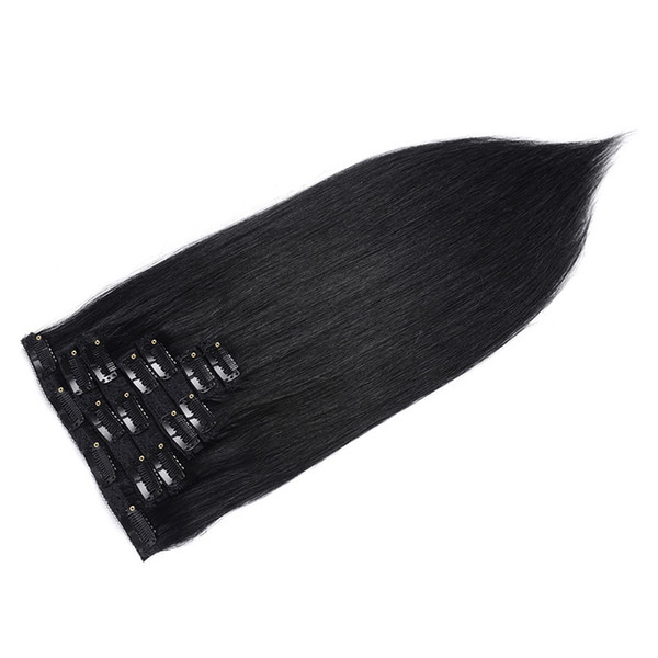 Grade 7A--Human Hair Clip In Hair Extensions Unprocessed Silk Straight Weaves 8pcs/17clips one set 120g , DHL free