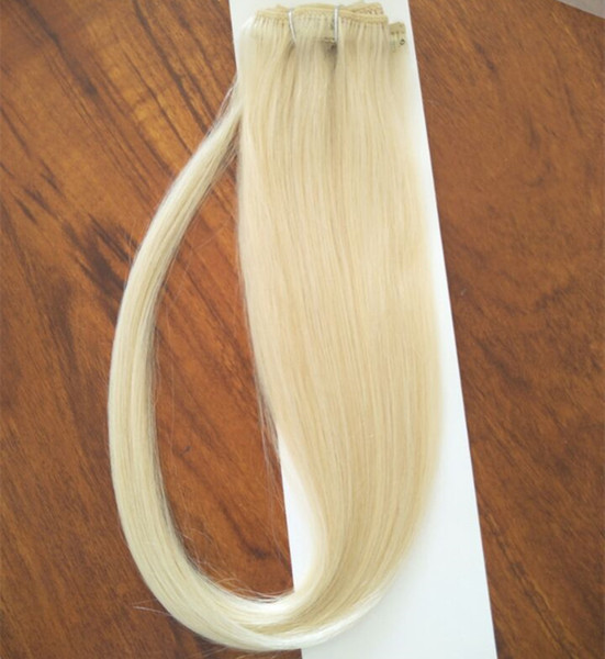 Blonde Color 60# clip in Hair peruvian straight hair Set 70Gr clip in 7 pieces human hair extensions, Free Shipping