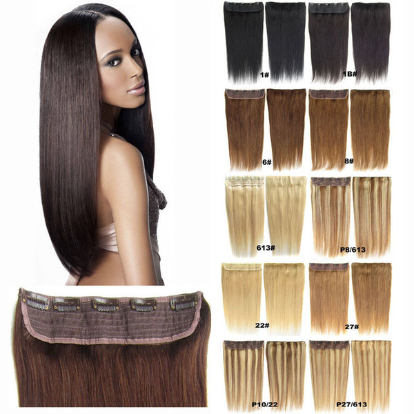 ELIBESS HAIR- Brazilian Hair One Piece Set Clips In Human Hair Extensions #4 #8 #2 Brown 120g Natural Straight Hair