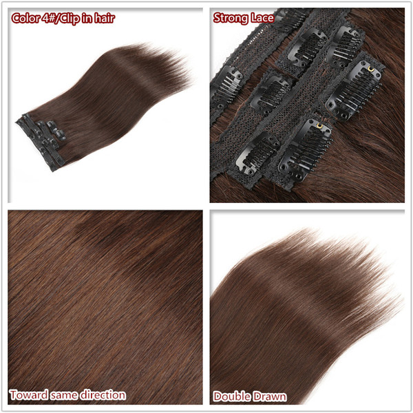 New Year Hot sale Color 1# 2# Silk Straight Human Hair Clip In Hair Extensions Unprocessed Beauty Weaves 70g 120g 140g 160g for choice