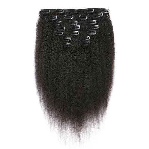 8 Pieces And 120g Coarse YakiClip In Human Hair Extensions Brazilian Machine Made Remy Hair 100% Human Hair Natural Black Kinky straight