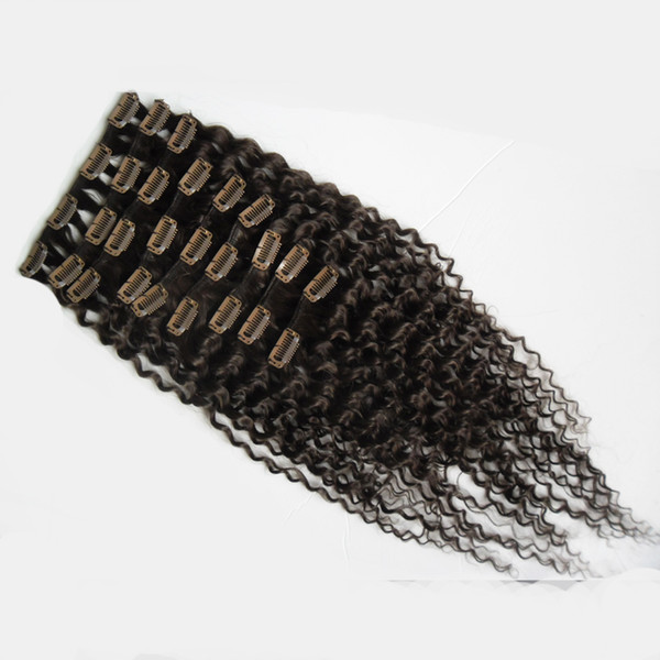 Clip In Human Hair Extension 9 Pieces/Set Peruvian Kinky Curly Virgin Hair Weave Clip In Human Hair Extensions 100G