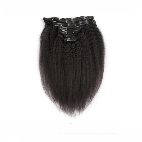 Clip In Human Hair Extension 8 Pieces And 120g/Set Natural Color Coarse Yaki Kinky straight clip in hair extensions