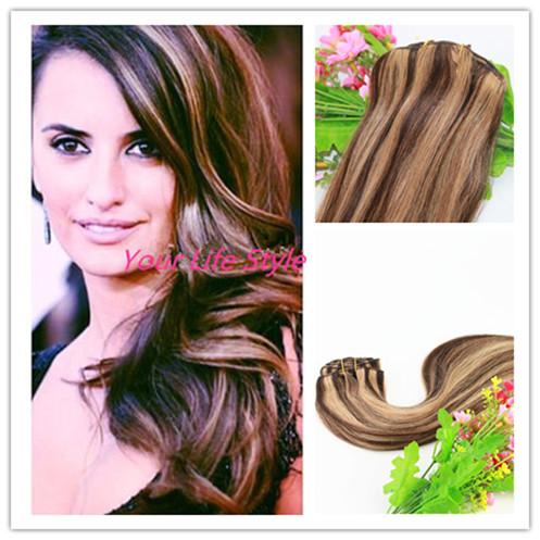 High Quality 100% Human Hair 100g/piece 8A Remy Hair P3/27# 14 inch to 24 inch Straight Clip in Hair Extension