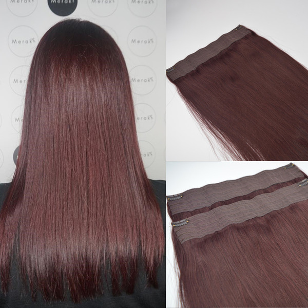 100g One Piece Flip In Human Hair Extensions 99J Color Dark Red Color Clip In Human Hair Extensions Highlights