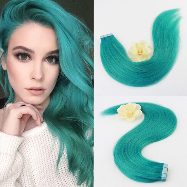 Full Hair 50Gram 20 Pcs Per Package Colorful oF Teal Remy Tape in Extensions Human Hair