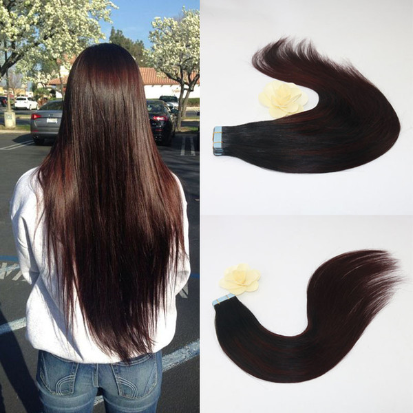 Large Stock Top Quality Virgin Brazilian Hair 100% Remy Human Hair Ombre #1B/99J PU Tape in Hair Extensions