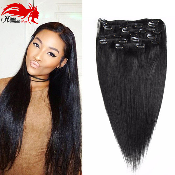 10 Pcs Clip In Human Hair Extensions Brazilian Virgin Hair Clip in Straight Human Remy Hair Extensions 140g for Black Women