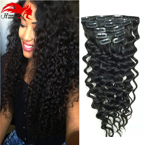 Deep Curly Clip In Human Hair Extensions Mongolian Virgin Human Hair African American Clip In Extensions 10