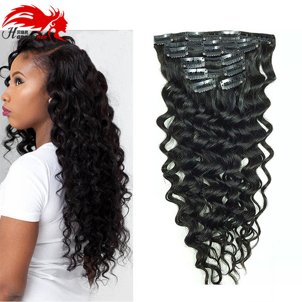 Clip In Human Hair Extensions Brazilian Hair African American Clip In Human Remy Hair Extensions Deep Curly Clip ins