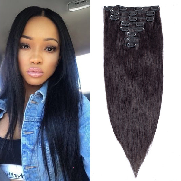 Hot Clip In Ins Brazilian Virgin Silky Straight Clip In Human Hair Extensions Multi-Color Clip In Hair Extensions Human Hair Weave