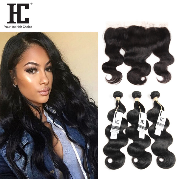 HC Hair 13X4 Brazilian Full Lace Frontals With 3 Bundles Body Wave Human Hair With Frontal Brazilian Virgin Hair With Lace Frontal Closure