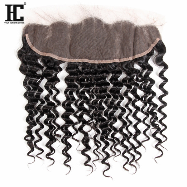 Brazilian Peruvian Indian Deep Curly Hair 13x4 Ear To Ear Lace Frontal Closure With Baby Hair Pre Plucked Natural Hairline Remy Human Hair