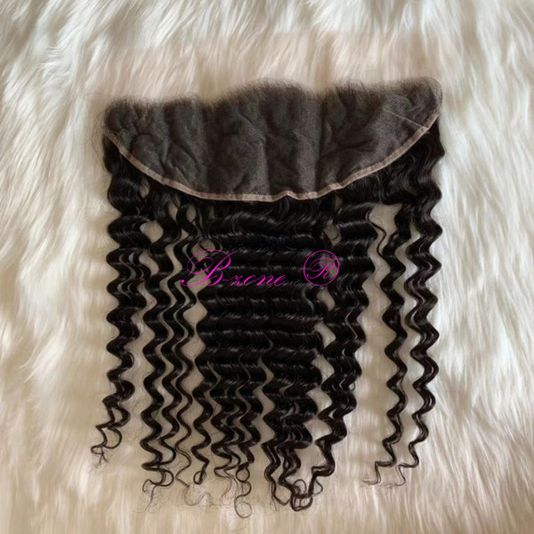 HD High Definition Swiss Lace 13x4 Brazilian Virgin Hair Deep wave Human Hair Lace Frontal Closure Soft Thinner and More Transparent