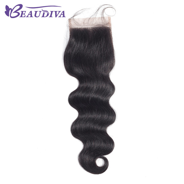 Beau Diva 4*4 Indian Virgin bundles with closures Free Shipping Unprocessed Peruvian Virgin Human Hair Closure