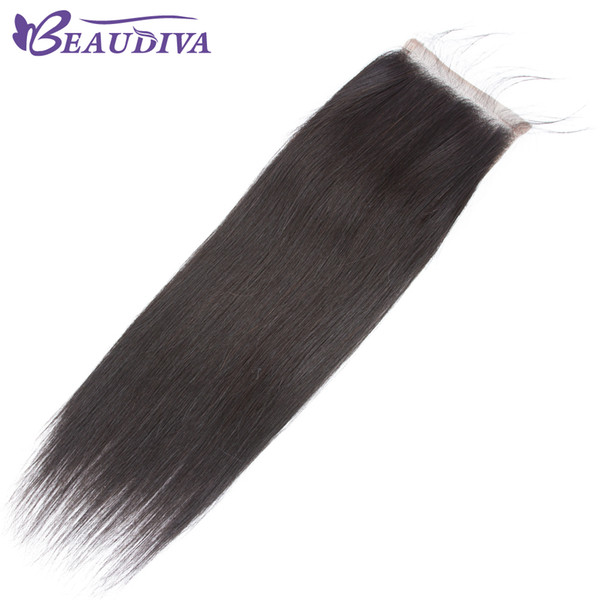 BeauDIVA Indian Straight Hair 4x4 Lace Closure Free Part 100% Human Hair 8-20 inch Natural Color Virgin Hair Free Shipping