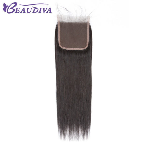 BeauDIVA Peruvian Straight Hair 4x4 Lace Closure Free Part 100% Human Hair 8-20 inch Natural Color Virgin Hair Free Shipping