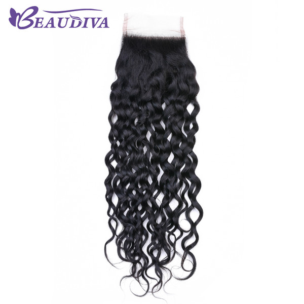 Beaudiva Peruvian Water Wave Lace Closure Free Part Human Hair Closure Swiss Lace 8