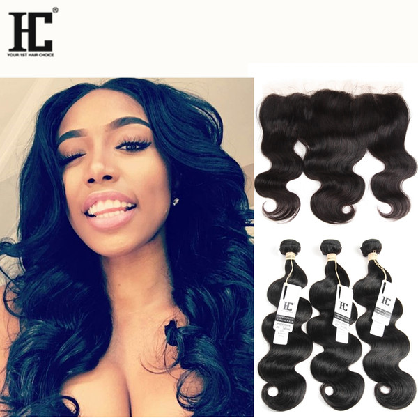 HC Peruvian Hair Bundles Body Wave Hair Weave 3 Bundles With Lace Frontal Bundles Unprocessed Human Hair Extensions