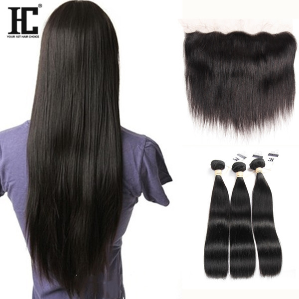 HC Straight Bundles With Lace Frontal 3bundles Brazilian Straight Hair With Closure Brazilian Hair Weave Bundles With Closure