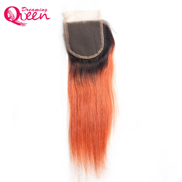 T1B 350 Color Straight Ombre Lace Closure Brazilian Virgin Human Hair 4X4 Lace Closure Bleached Knots Ombre Closure 