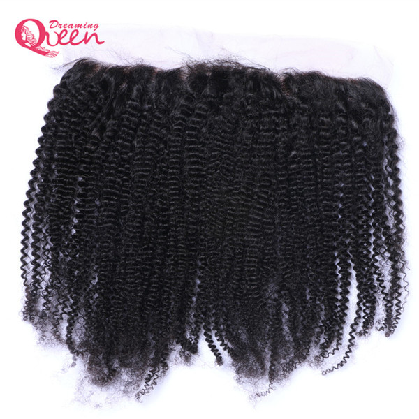 Mongolian Afro Curly Lace Frontal Closure Mongolian Virgin Human Hair Middle Free Three Part 13X4 Hair Closure With Baby Hair Lace Frontal