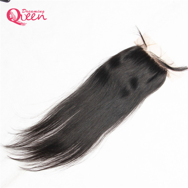 Brazilian Straight Silk Base Lace Closure Virgin Human Hair Pre-plucked 4x4 Size Lace Closure Middle Free Three Part Human Hair Closure