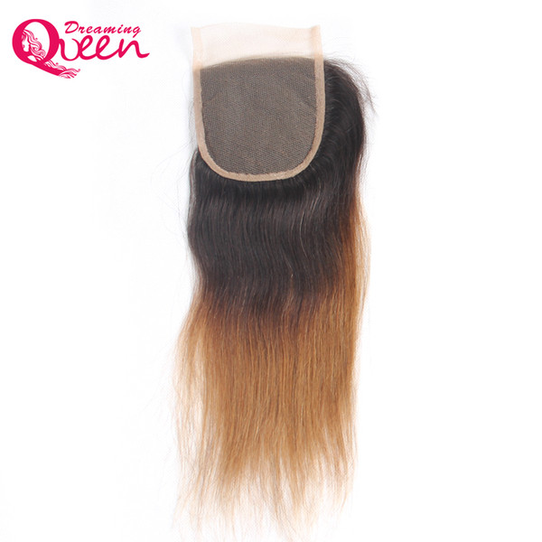 T1B 30 Color Straight Hair Lace Closure Brazilian Vigrin Human Hair 4X4 Closure With Baby Hair Natural Hairline Ombre Lace Closure